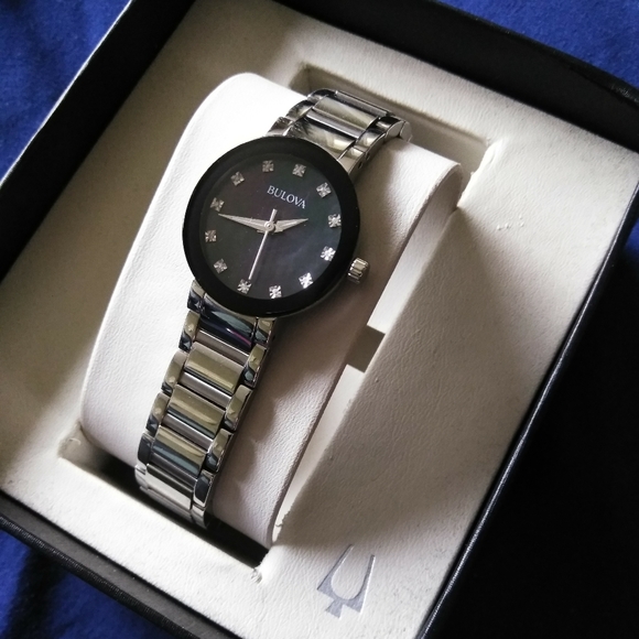New bulova futuro black MOP ladies watch